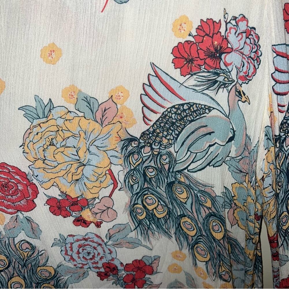 Free People Cream Floral Maxi Skirt with Coral Border - Picture 3 of 6